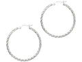 Finejewelers 14 Kt White Gold 1.5x27mm Bright Cut Fashion Sparkle Lae Hoop Earring