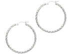 Finejewelers 14 Kt White Gold 1.5x27mm Bright Cut Fashion Sparkle Lae Hoop Earring