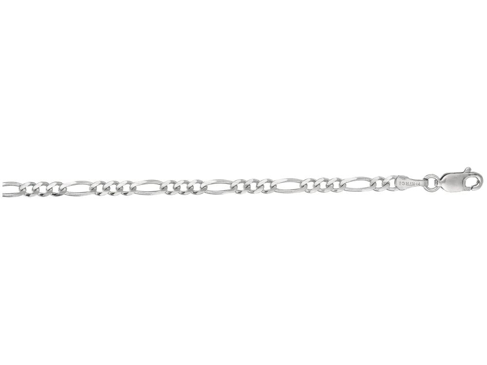 Finejewelers 14 Kt White Gold 22 Inch 3.0mm Alternate 31 Classic Figaro Chain Necklace Lobster Clasp