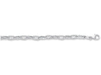 Finejewelers 14 Kt White Gold 10 Inch Flat Hammered Oval Link Chain Anklet with Pear Shape Clasp
