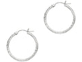 Finejewelers 14 Kt White Gold 2x25mm Bright Cut Round Tube Design Hoop Earring