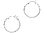 Finejewelers 14 Kt White Gold 2x25mm Bright Cut Round Tube Design Hoop Earring