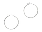 Finejewelers 14 Kt White Gold 1.5x25mm Round Tube Hoop Earring