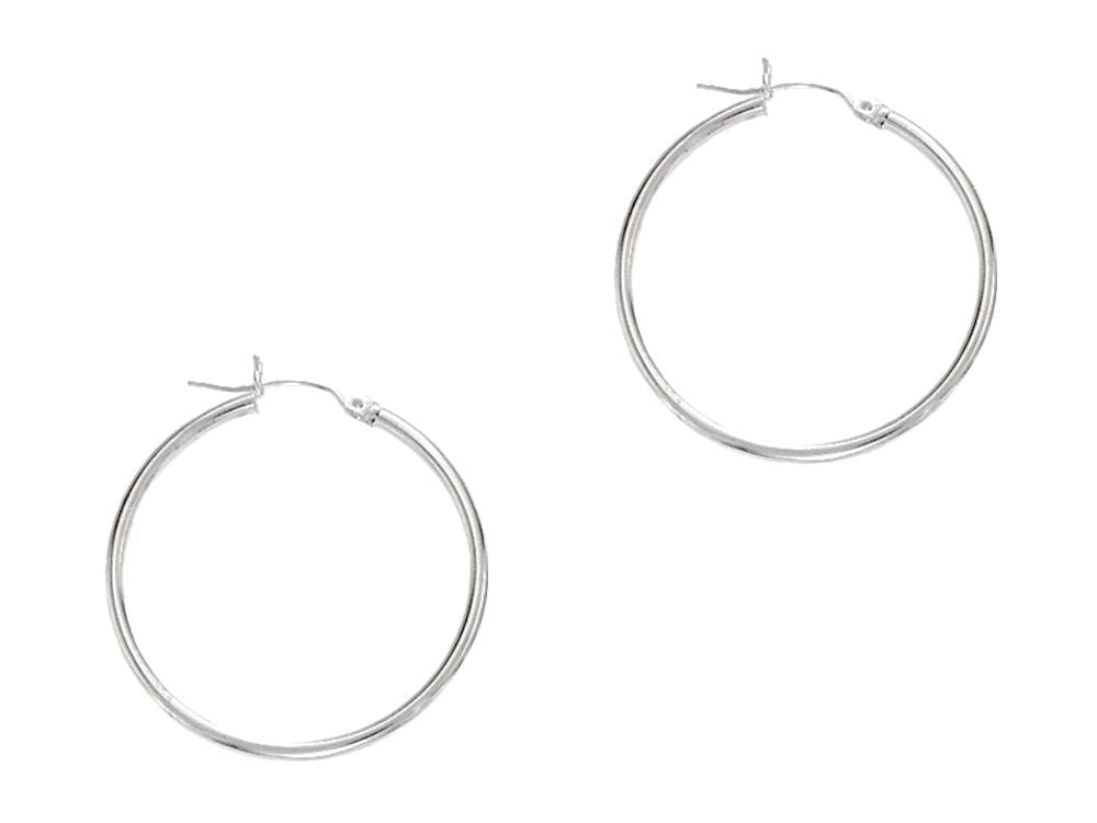 Finejewelers 14 Kt White Gold 1.5x25mm Round Tube Hoop Earring