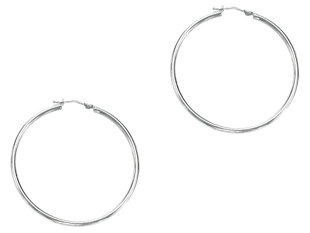 Finejewelers 14 Kt White Gold 1.5x30mm Round Tube Hoop Earring
