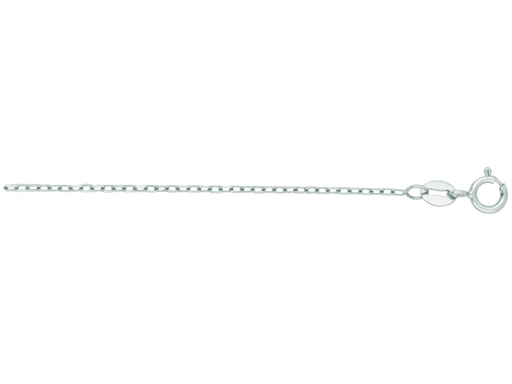 Finejewelers 14 Kt White Gold 16 Inch 1.3mm Faceted Cable Link Chain Necklace Spring Ring Clasp