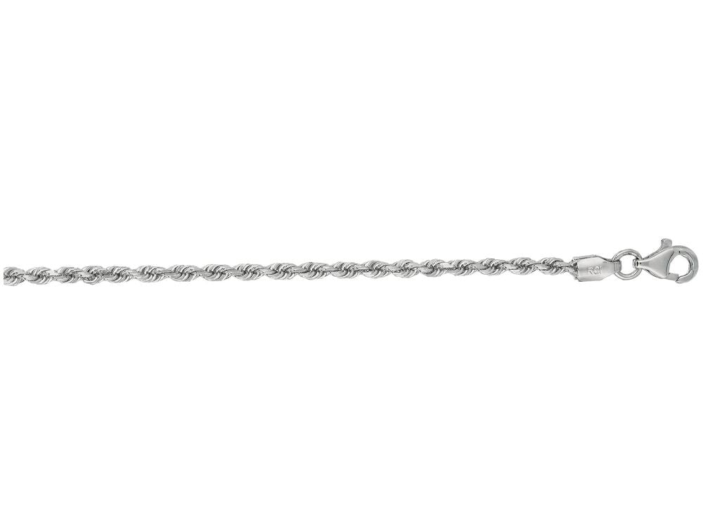 Finejewelers 14 Kt White Gold 7 Inch 2.25mm Solid Bright Cut Royal Rope Bracelet Chain With Lobster Clasp