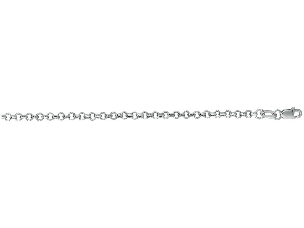 Finejewelers 14 Kt White Gold 7 Inch 2.3mm Bright Cut Round Rolo Bracelet Chain With Lobster Clasp