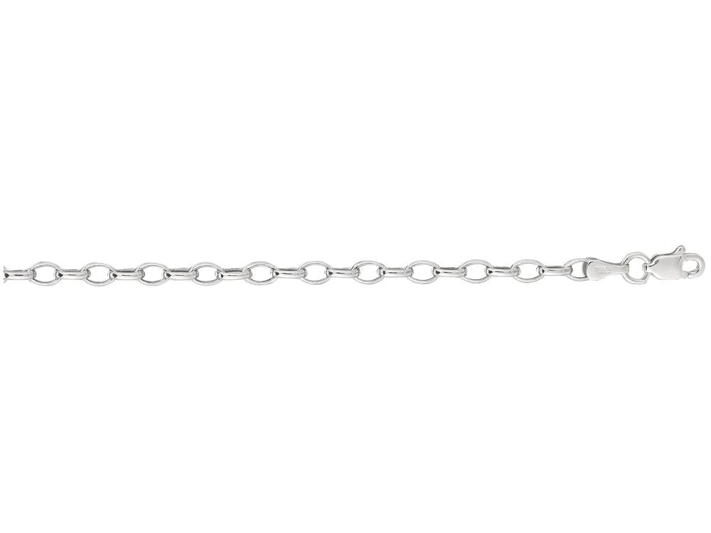 Finejewelers 14 Kt White Gold 7 Inch 3.2mm Bright Cut Oval Rolo Bracelet Chain With Lobster Clasp