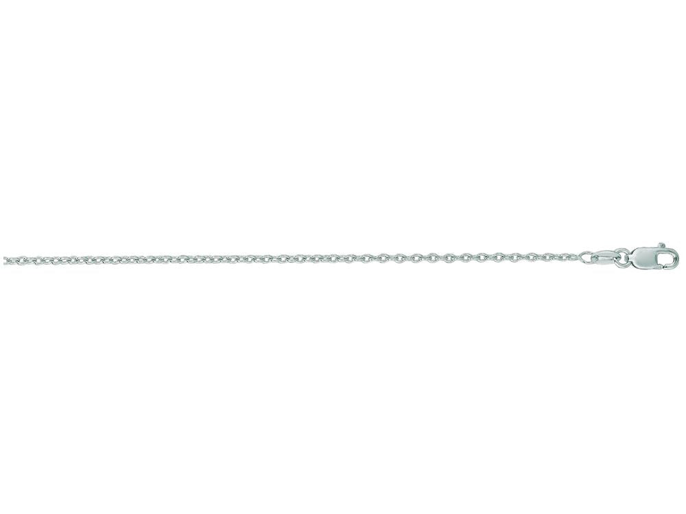 Finejewelers 14 Kt White Gold 16 Inch 1.2mm Bright Cut Round Cable Link Chain Necklace With Lobster Clasp