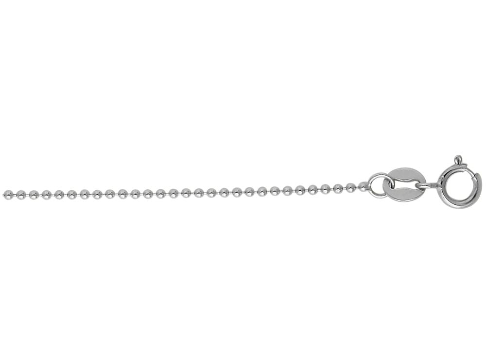 Finejewelers 14 Kt White Gold 16 Inch 1mm Non-bright Cut Bead Bead Chain Necklace With Lobster Clasp