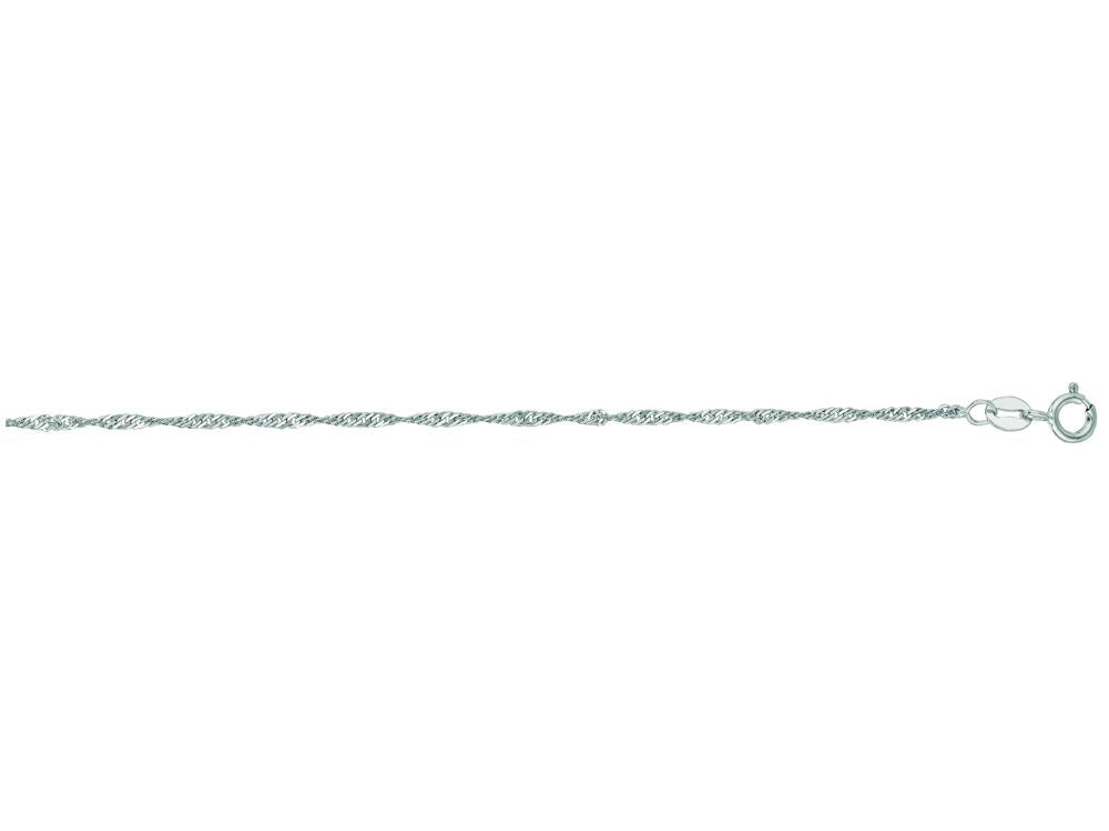 Finejewelers 14 Kt White Gold 10 Inch 1.5mm Bright Cut Singapore Chain With Spring Ring Clasp