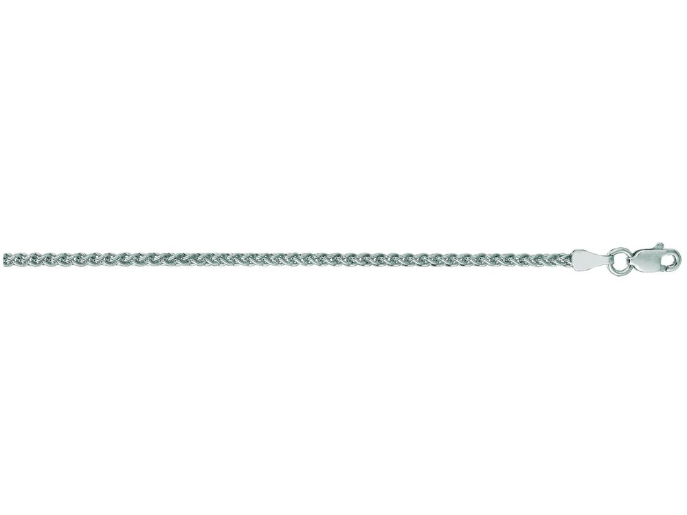 Finejewelers 14 Kt White Gold 16 Inch 2.1mm Round Wheat Chain Necklace With Lobster Clasp