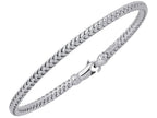 Finejewelers 14 Kt White Gold 7.25 Inch Round Basket Weaved Bangle With Lobster Clasp