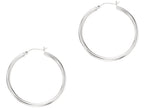 Finejewelers 14 Kt White Gold 3.0x40mm Round Tube Hoop Earring