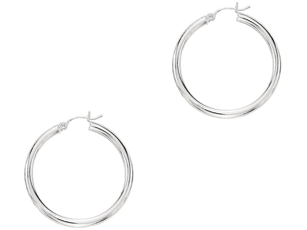 Finejewelers 14 Kt White Gold 3.0x30mm Round Tube Hoop Earring