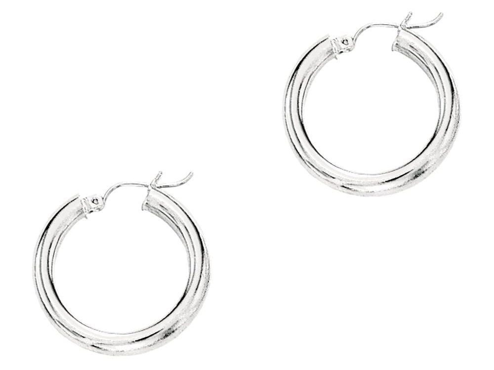 Finejewelers 14 Kt White Gold 4.0x25mm Round Tube Hoop Earring