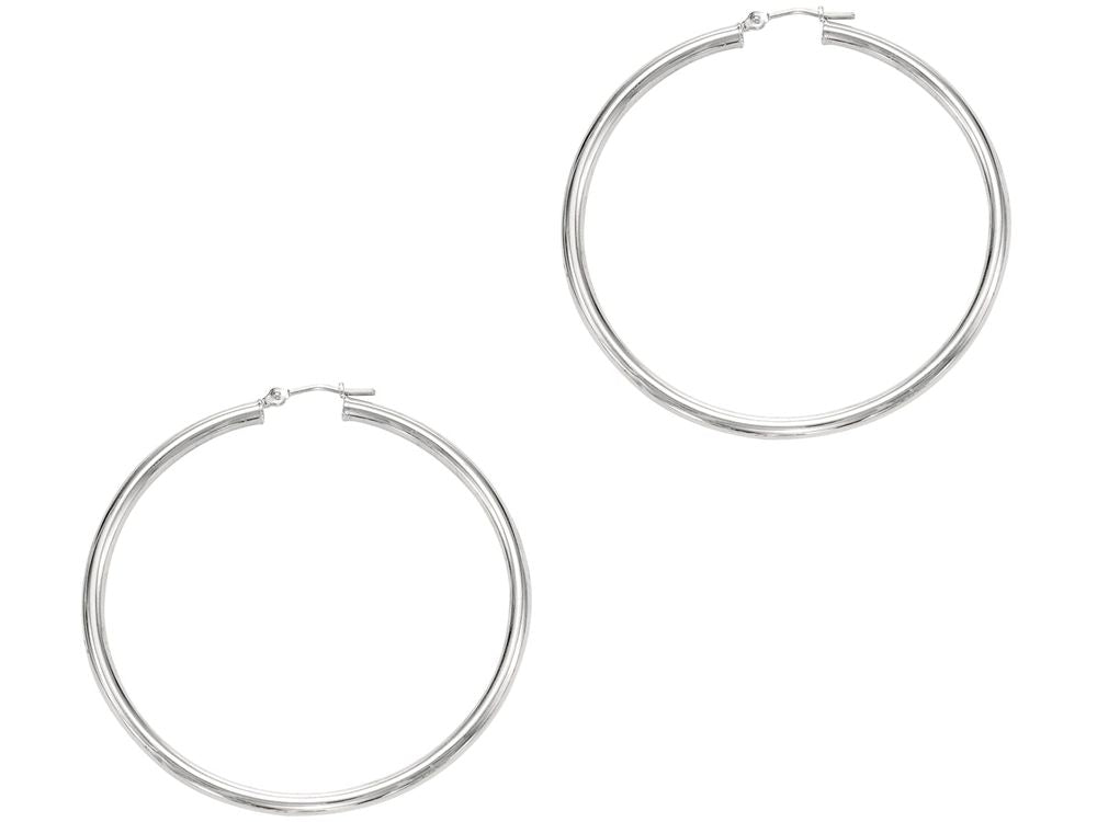 Finejewelers 14 Kt White Gold 3.0x50mm Round Tube Hoop Earring