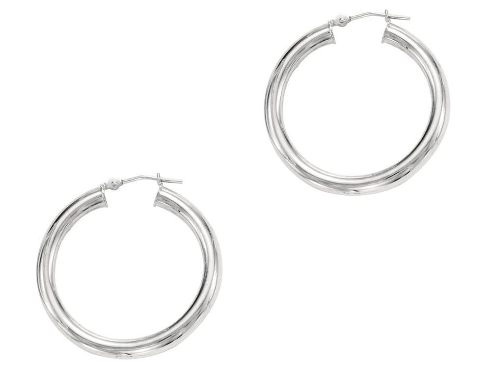 Finejewelers 14 Kt White Gold 4x30mm Ed Hoop Earring