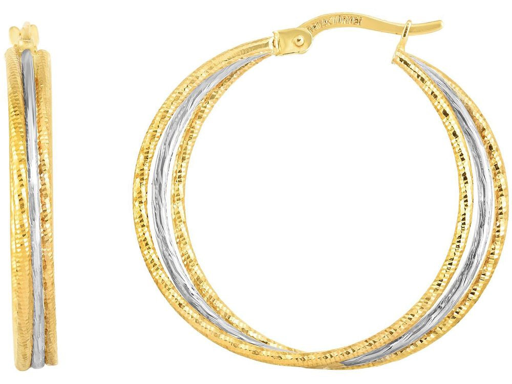 Finejewelers 14 Kt Two Tone Gold Hoop Earring