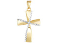 Finejewelers 14 Kt Two Tone Gold Bright Cut Fancy Cross Pendant Necklace 18 inch chain
