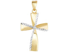 Finejewelers 14 Kt Two Tone Gold Bright Cut Fancy Cross Pendant Necklace 18 inch chain