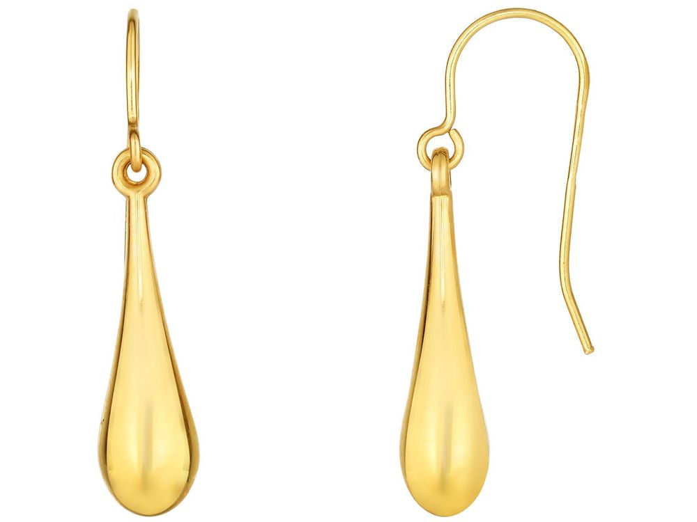 Finejewelers 10 Kt Yellow Gold 10k 28x5.5mm Puffed Tear Drop Earring With Euro-wire