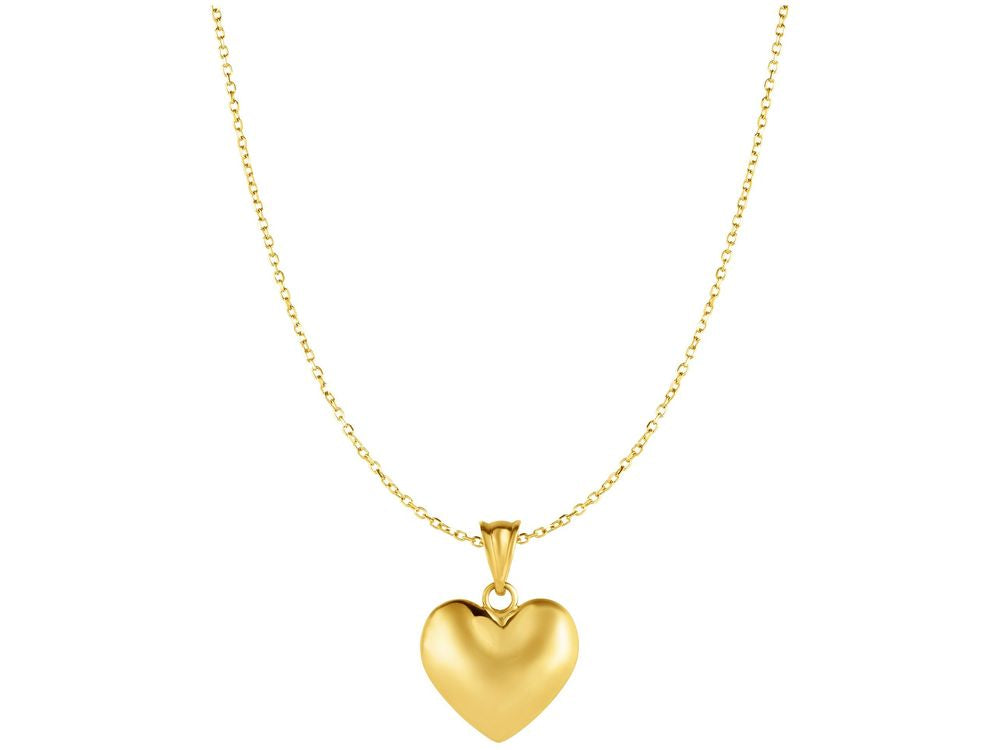Finejewelers 10 Kt Yellow Gold Heart Fancy Pendant Necklace On 18 Inch 0.8mm Classic Cable Chain
