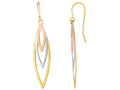 Finejewelers 10 Kt White Gold 3 Graduated Tri- Color Open Marquise Shape Drop Earring