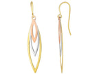 Finejewelers 10 Kt White Gold 3 Graduated Tri- Color Open Marquise Shape Drop Earring
