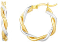 Finejewelers 10 Kt White Gold 15x3mm Twisted Double Wire Extra Light Round Hoop Earring With Hinge Clasp