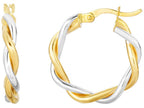Finejewelers 10 Kt White Gold 15x3mm Twisted Double Wire Extra Light Round Hoop Earring With Hinge Clasp