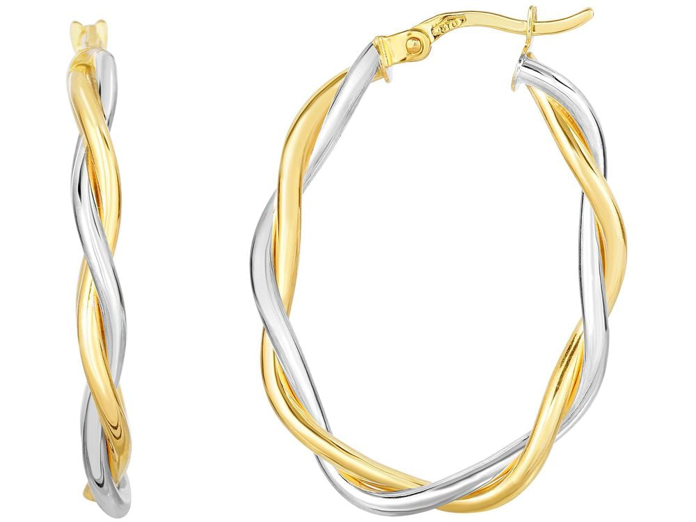 Finejewelers 10 Kt White Gold 26x17x3mm Twisted Double Wire Extra Light Oval Hoop Earring Hinge Clasp