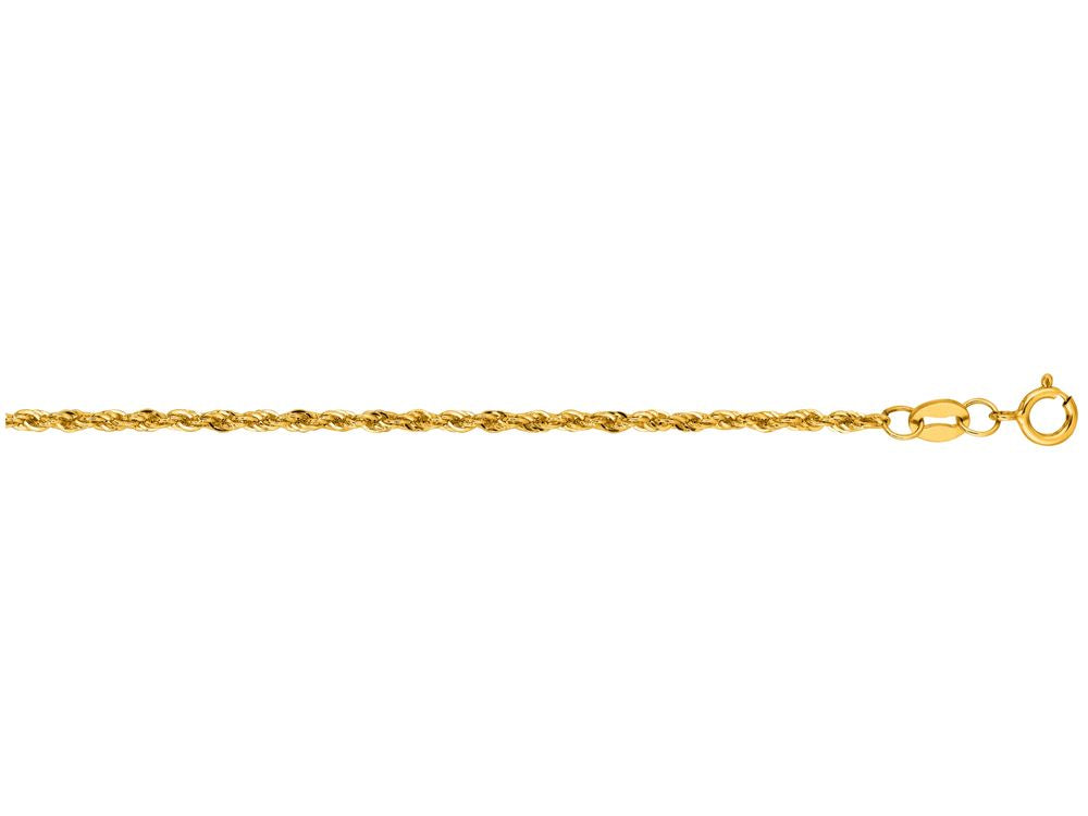 Finejewelers 10 Kt Yellow Gold 18 Inch 1.5mm Lite Weight Sparkle Semi-solid Rope Chain Lobster Clasp