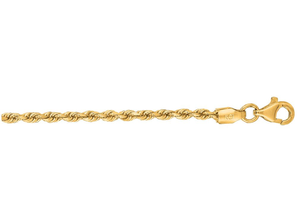 Finejewelers 10 Kt Yellow Gold 18 Inch 2.25mm Shiny Solid Bright Cut Royal Rope Chain With Lobster Clasp