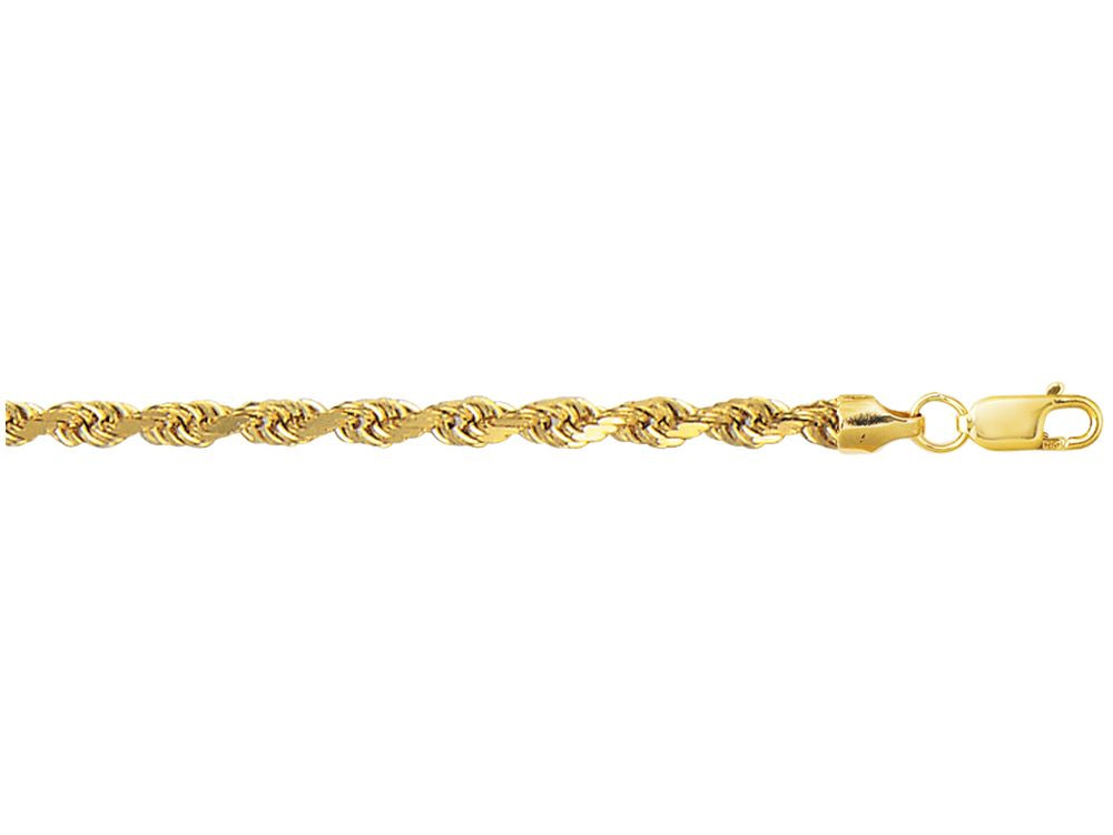 Finejewelers 10 Kt Yellow Gold 20 Inch 4.0mm Hollow Sparkle Semi-solid Rope Chain Lobster Clasp