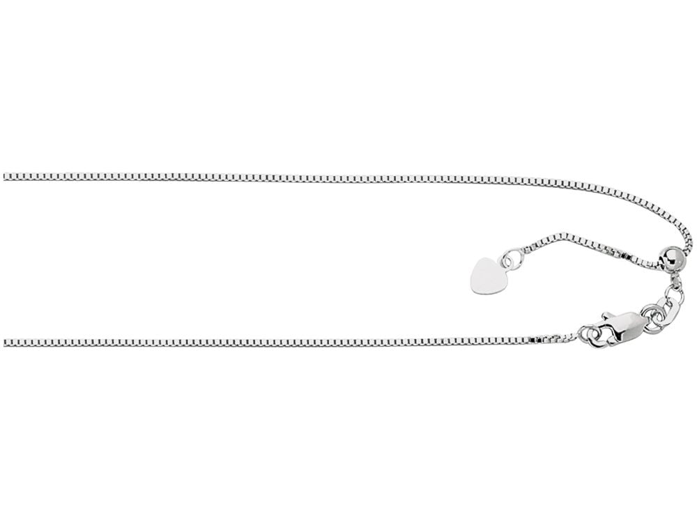 Finejewelers 925 Sterling Silver 30 Inch Rhodium Finish 0.8mm Adjustable Box Chain Lobster Clasp