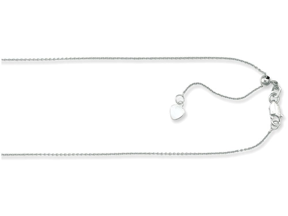 Finejewelers 925 Sterling Silver 30 Inch Rhodium Finish 0.9mm Adjustable Cable Chain Lobster Clasp