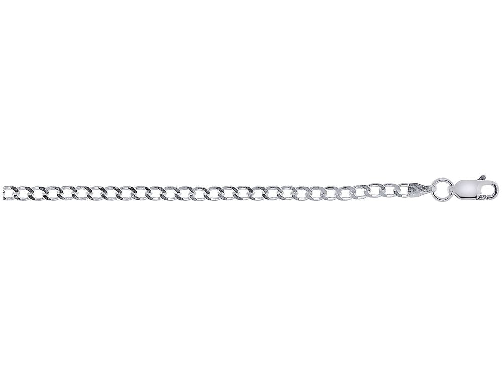 Finejewelers 925 Sterling Silver 16 Inch Rhodium Finish 3.0mm Bright Cut Curb Chain Lobster Clasp