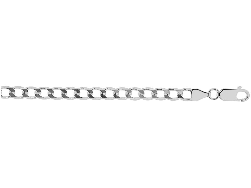 Finejewelers 925 Sterling Silver 18 Inch Rhodium Finish 4.7mm Bright Cut Curb Chain Lobster Clasp