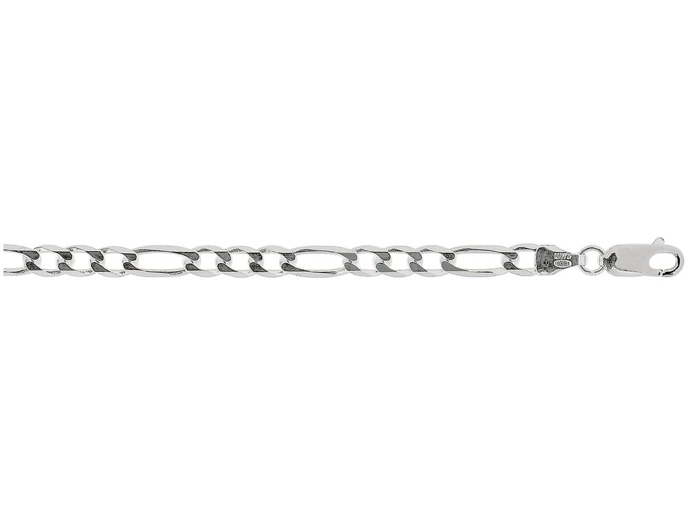Finejewelers 925 Sterling Silver 18 Inch Rhodium Finish 4.7mm Bright Cut Figaro Chain Lobster Clasp