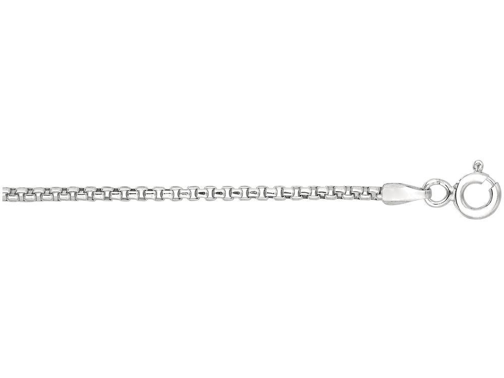 Finejewelers 925 Sterling Silver 16 Inch Rhodium Finish 1.1mm Bright Cut Round Box Chain Lobster Clasp