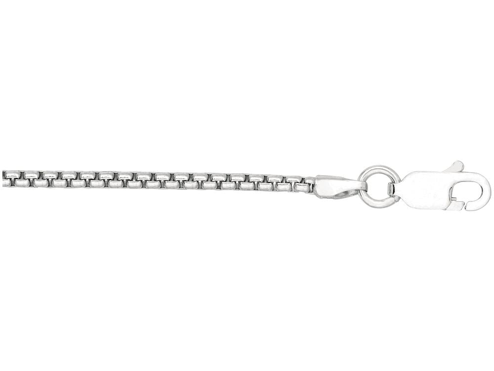 Finejewelers 925 Sterling Silver 18 Inch Rhodium Finish 1.4mm Bright Cut Round Box Chain Lobster Clasp