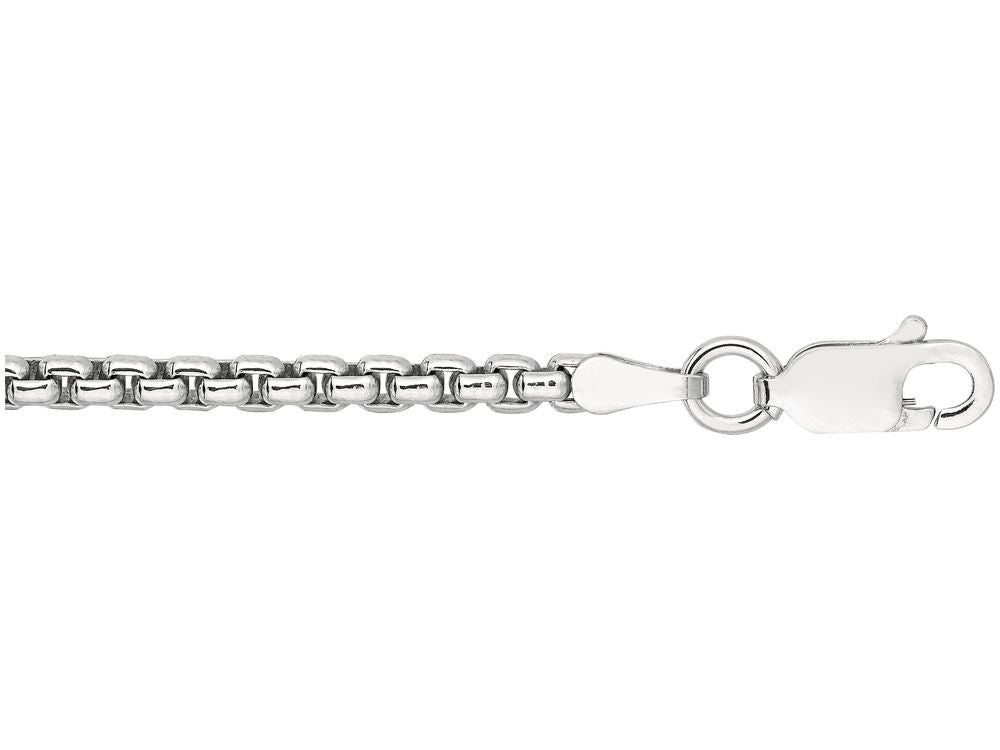 Finejewelers 925 Sterling Silver 18 Inch Rhodium Finish 2.0mm Bright Cut Round Box Chain Lobster Clasp