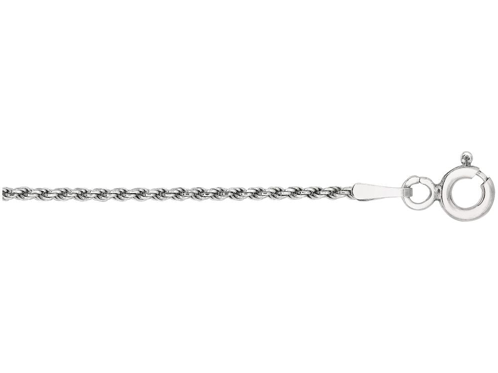 Finejewelers 925 Sterling Silver 16 Inch Rhodium Finish 1.25mm Bright Cut Rope Chain Lobster Clasp