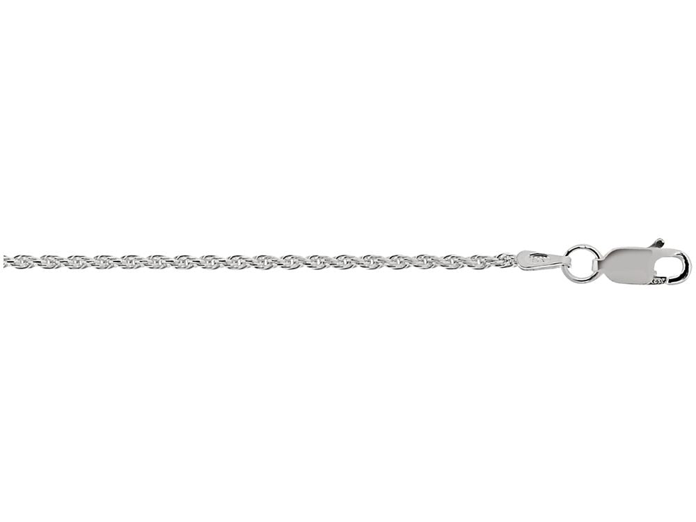 Finejewelers 925 Sterling Silver 16 Inch Rhodium Finish 1.4mm Bright Cut Rope Chain Lobster Clasp