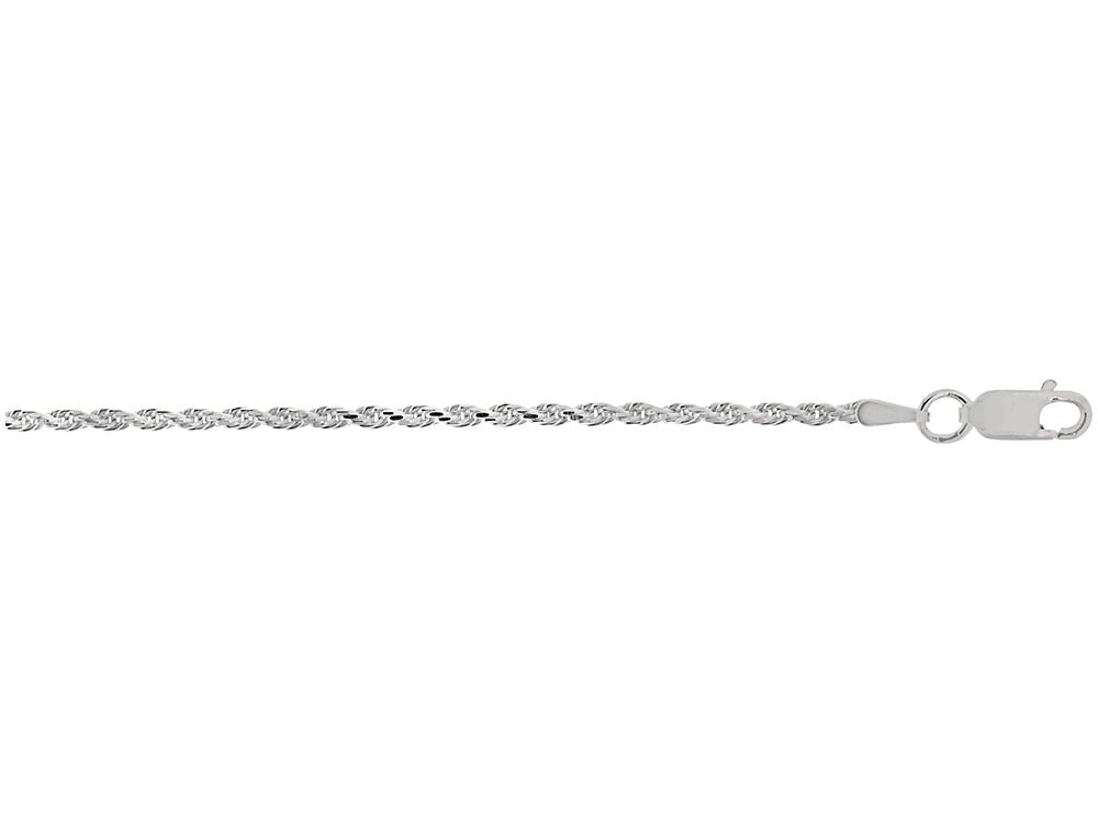 Finejewelers 925 Sterling Silver 16 Inch Rhodium Finish 1.8mm Bright Cut Rope Chain Lobster Clasp