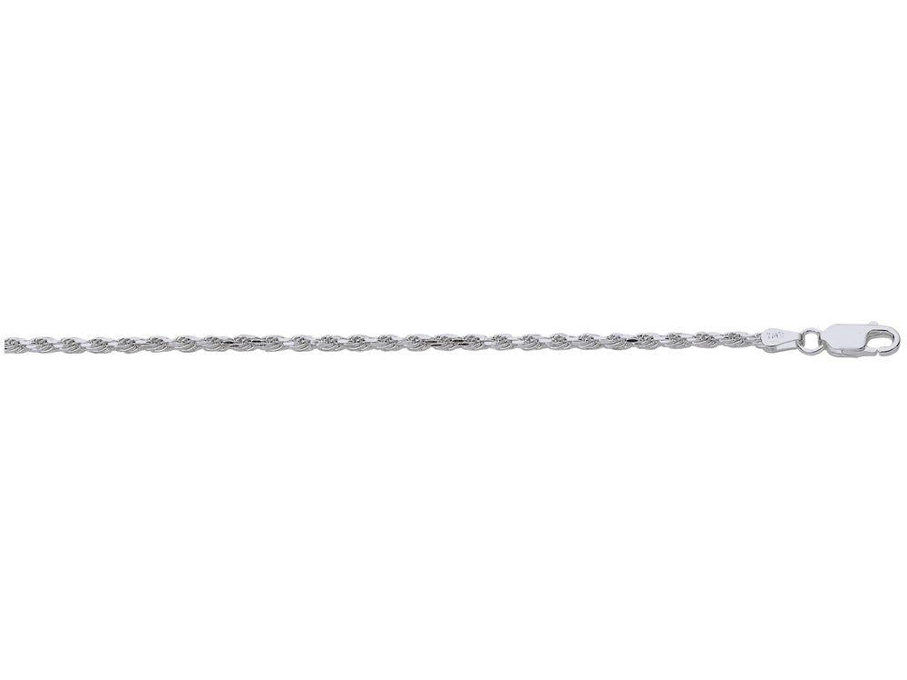 Finejewelers 925 Sterling Silver 16 Inch Rhodium Finish 2.2mm Bright Cut Rope Chain Lobster Clasp
