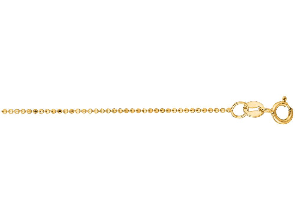Finejewelers 14 Kt Yellow Gold 18 Inch 1.0mm Bright Cut Bead Chain With Spring Ring Clasp
