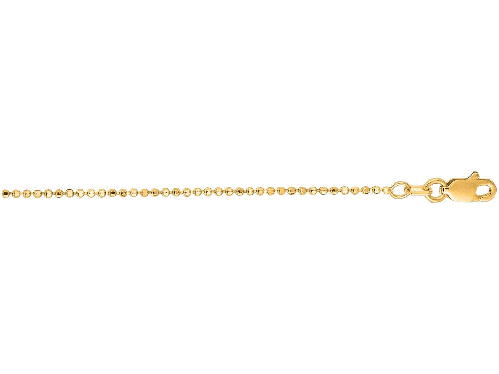 Finejewelers 14 Kt Yellow Gold 18 Inch 1.2mm Bright Cut Bead Chain With Lobster Clasp